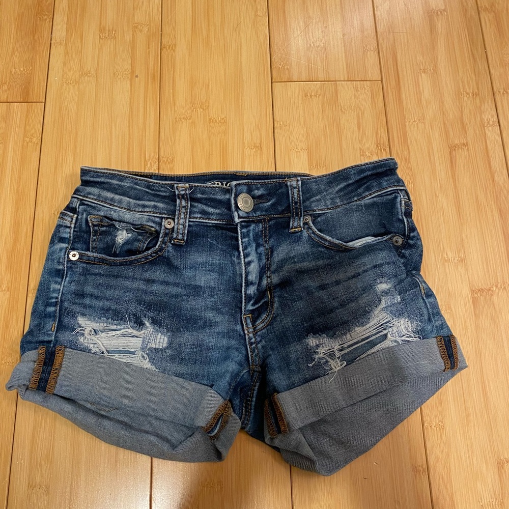 Ripped jean shorts